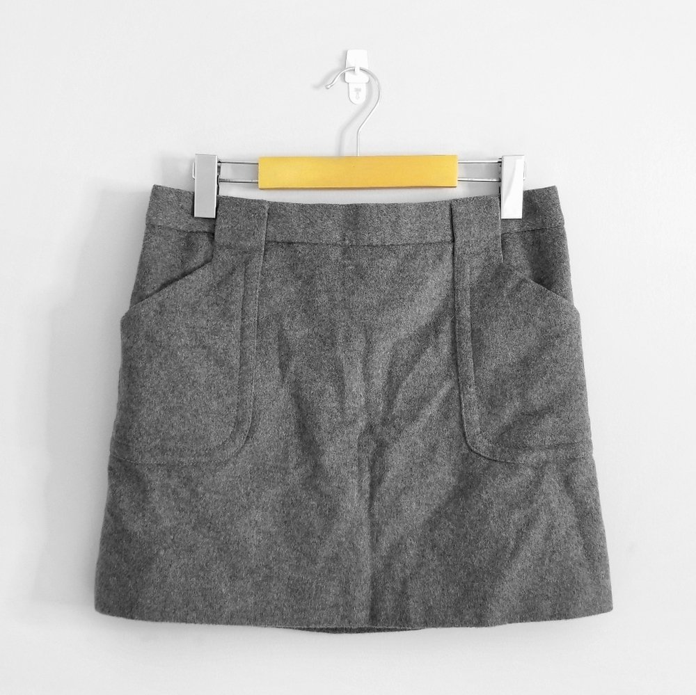 J CREW Gray Wool Cashmere Mini Skirt